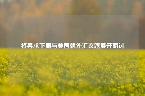 将寻求下周与美国就外汇议题展开商讨  第1张