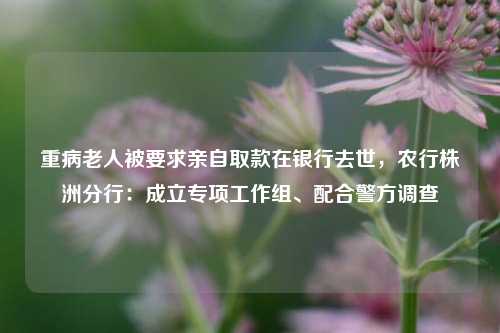 重病老人被要求亲自取款在银行去世，农行株洲分行：成立专项工作组、配合警方调查  第1张
