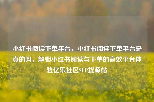 小红书阅读下单平台，小红书阅读下单平台是真的吗，解锁小红书阅读与下单的高效平台体验亿乐社区SUP货源站  第1张