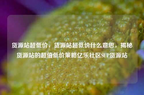 货源站超低价，货源站超低价什么意思，揭秘货源站的超值低价策略亿乐社区SUP货源站  第1张